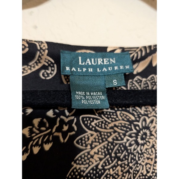 Lauren Ralph Lauren Floral Print Black and Gold Sleeveless Dress Casual Smalll - Picture 3 of 3